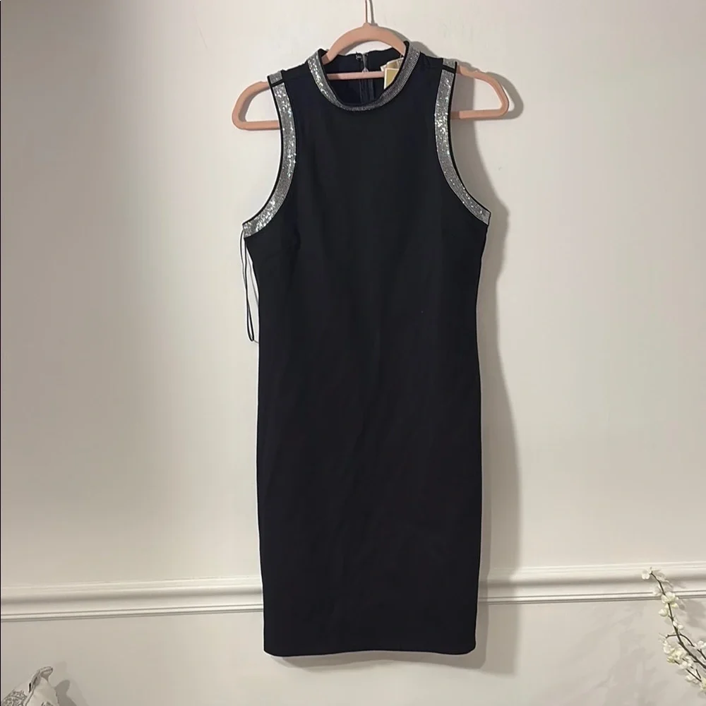 Michael Kors Black Silver Embellished Tank Dress